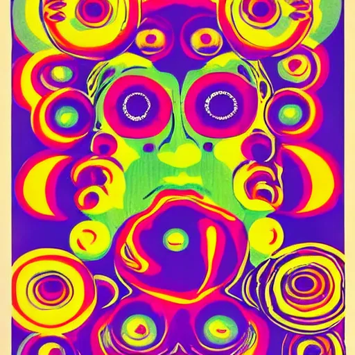 Image similar to psychedelic, vintage, flower child, 7 0 s, graphic design poster, bold, organic