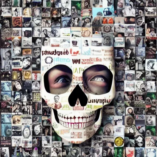 Image similar to whatsapp and instagram messages collage in the shape of a skull