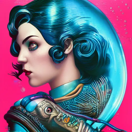 Prompt: lofi underwater bioshock portrait of mermaid, Pixar style, by Tristan Eaton Stanley Artgerm and Tom Bagshaw.