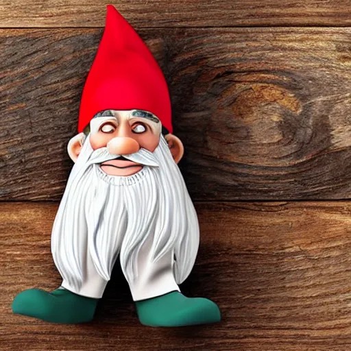 Image similar to a scraggly pirate gnome worn after days of travel on a pirate ship, white beard, realistic