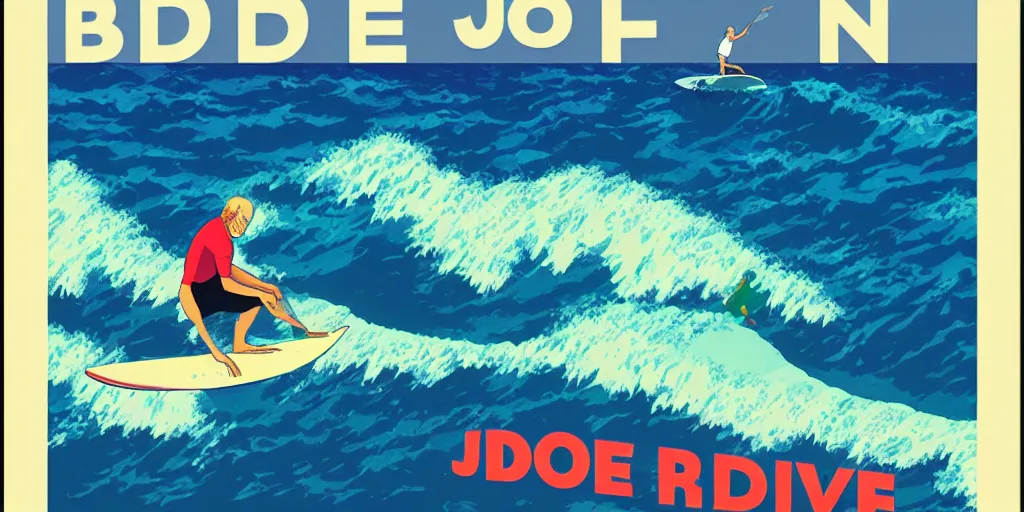 Image similar to joe biden surfing campaign poster, hawaii studio ghibli