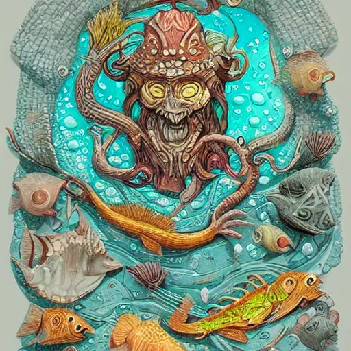 Image similar to underwater scene, d & d style, trending on artstation, colorful, intricate, highly detailed art by aurore folny
