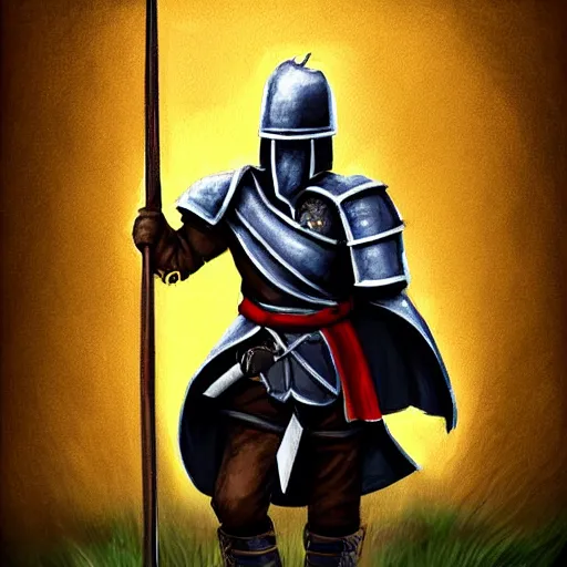 Image similar to a royale knight saluting his king, painting, digital art, dnd character