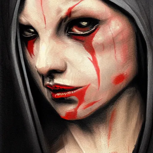 Image similar to portrait of a woman by greg rutkowski, young sith lord darth talon, red and black skin, star wars expanded universe, wearing black robes, she is about 2 0 years old, highly detailed portrait, digital painting, artstation, concept art, smooth, sharp foccus ilustration, artstation hq