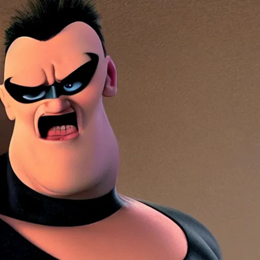 Prompt: Syndrome from the Incredibles, played by Dwayne Johnson