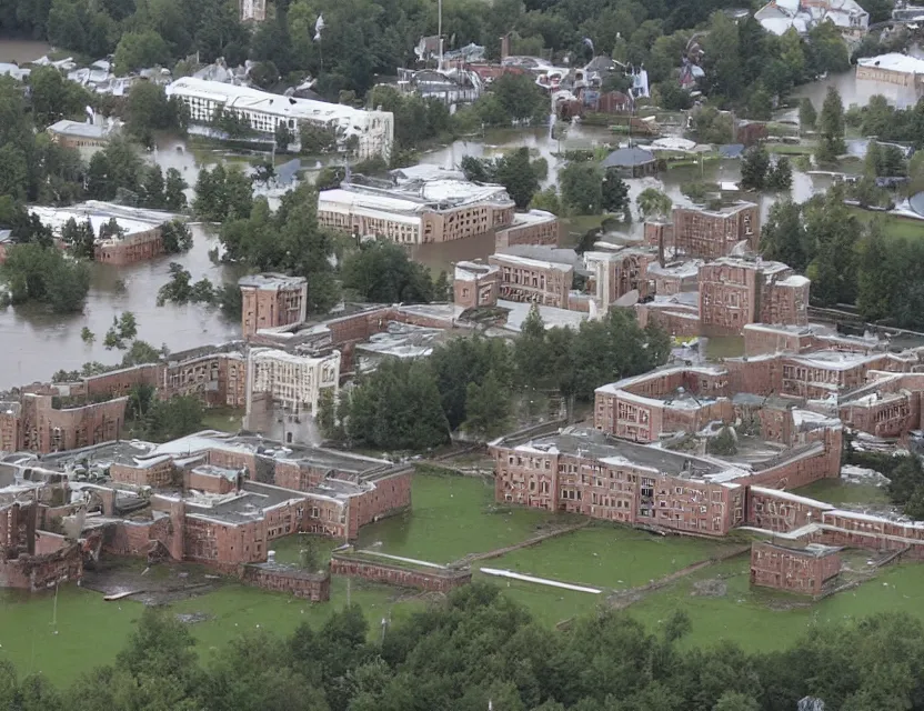 Image similar to dalhousie university in ruins, and flooded