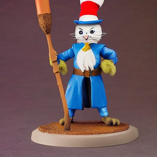 Prompt: Cat in the Hat as a Mage Knight Rebellion figure