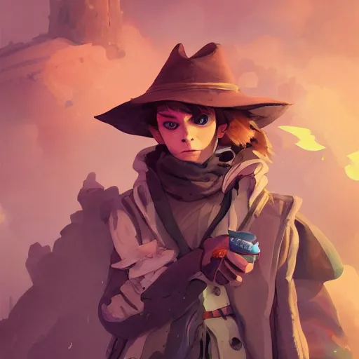 Prompt: snufkin as overwatch character, digital illustration portrait design, by android jones and greg rutkowski, retrowave color scheme, detailed, cinematic lighting, wide angle action dynamic portrait
