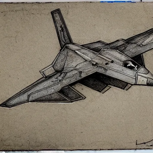 Prompt: a leonardo da vinci sketch of a f-22 raptor.