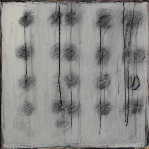 Image similar to an art piece by cy twombly!!, limited palette, drawing on squared paper!!, charcoal, crayon, pastel, signing