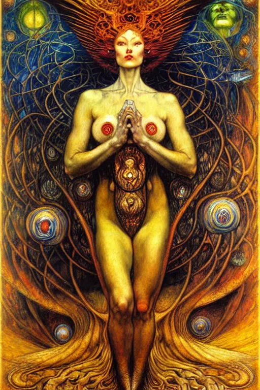 Image similar to Divine Chaos Engine by Karol Bak, Jean Delville, William Blake, Gustav Klimt, and Vincent Van Gogh, symbolist, visionary