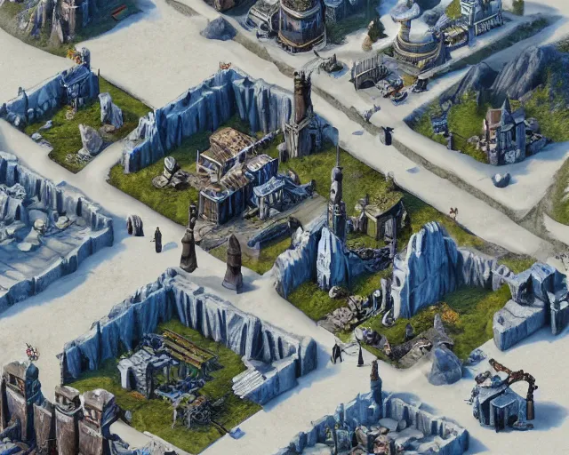 Image similar to isometric game art of skyrim whiterun city, game design concept, bethesda game studios, trending on artstation, cgsociety