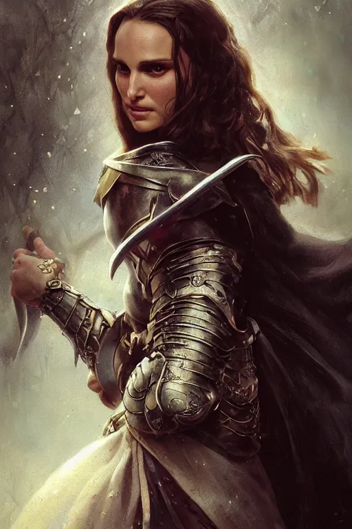 Image similar to natalie portman, legendary warrior, heroic, lord of the rings, tattoos, decorative ornaments, battle armor, by carl spitzweg, ismail inceoglu, vdragan bibin, hans thoma, greg rutkowski, alexandros pyromallis, perfect face, fine details, realistic shading photorealism