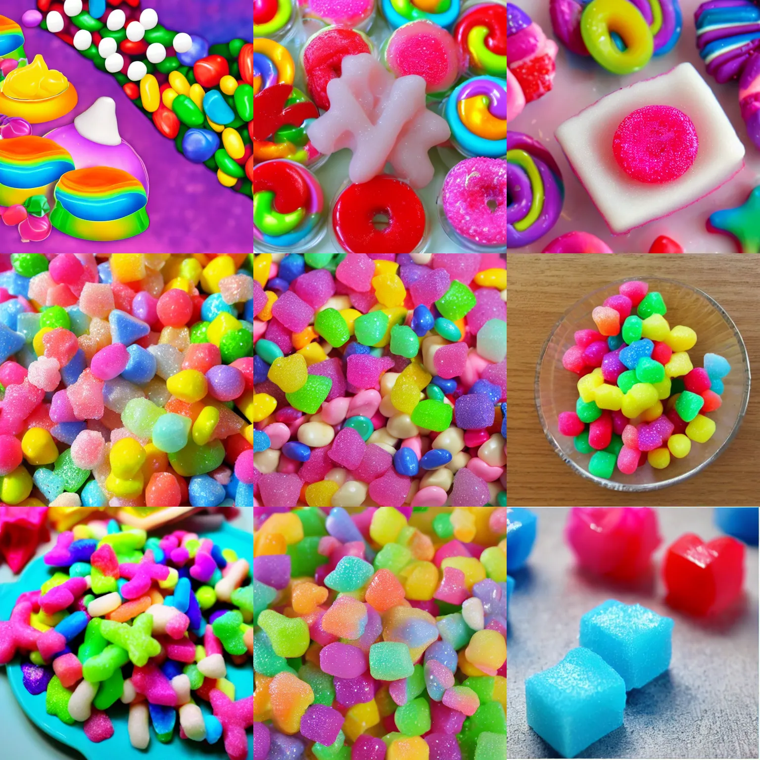 Cute color candy sticker set. Sugar Sweets on gradient background