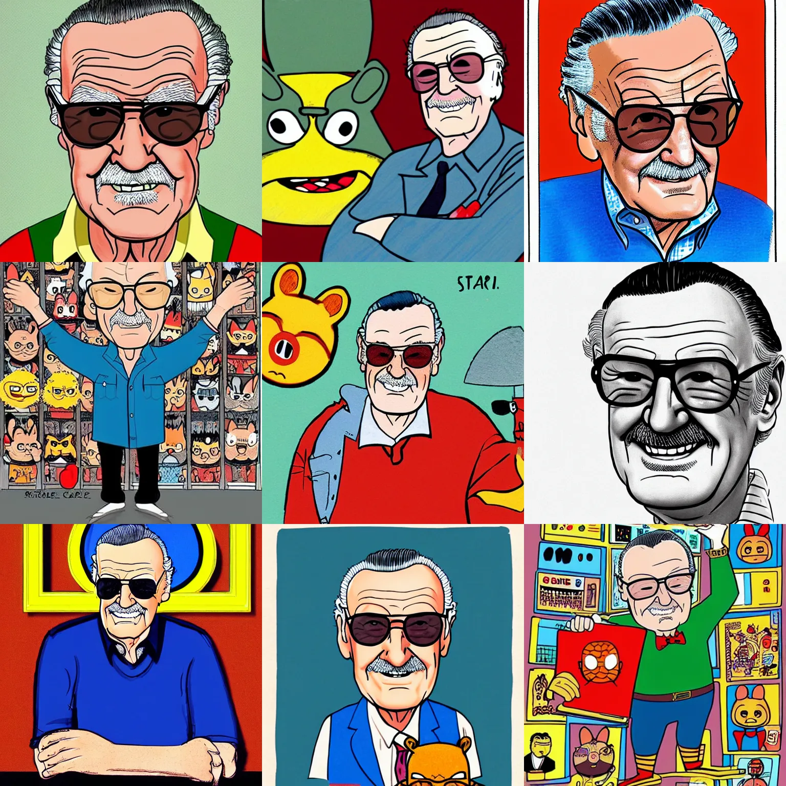 Prompt: a portrait of stan lee by richard scarry