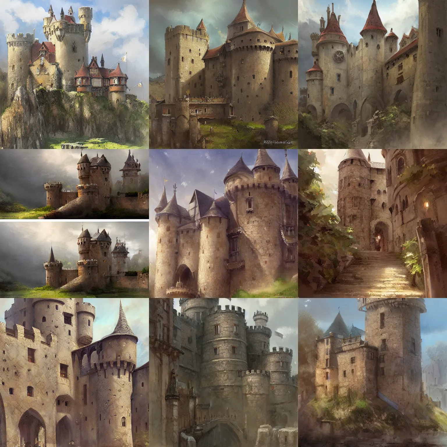 Prompt: medieval castle, by krenz cushart