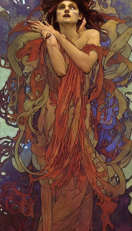 Prompt: rage, by alfons maria mucha