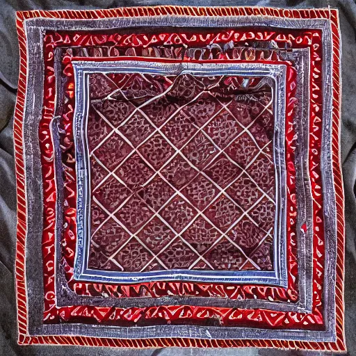 Prompt: A photo of bandana with parang rusak batik pattern