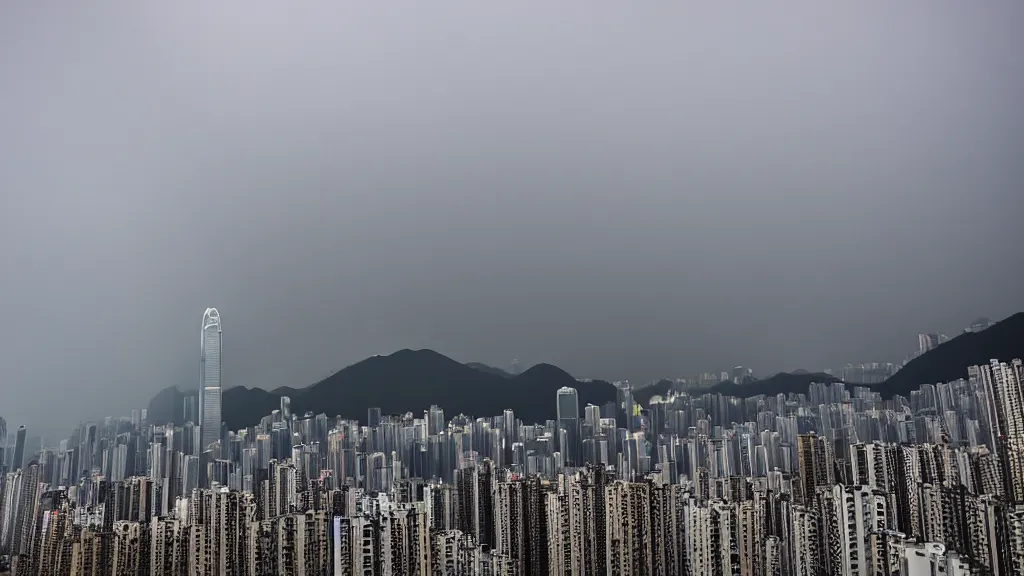 Image similar to a tornado ripping through the city of hong kong