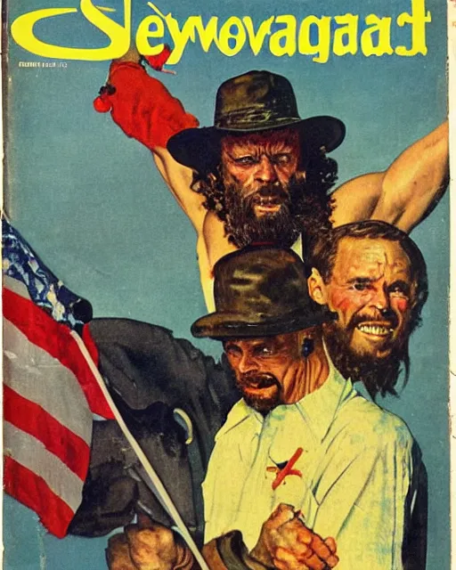 Image similar to a 1 9 5 0 s magazine cover of randy savage painted by norman rockwell