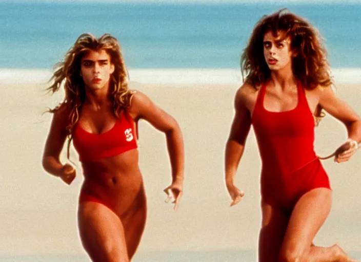 Prompt: a film still of hermione in baywatch 1 9 8 9