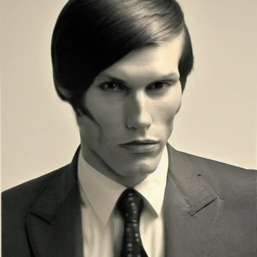 Image similar to A photograph portrait of Jerma985 with short-medium length hair a combover wearing early 1970s menswear in the early 1970s, taken in the early 1970s, grainy, taken on a 1970s Kodak Camera, realistic, hyperrealistic, very realistic, highly detailed, very detailed, extremely detailed, detailed, digital art, trending on artstation, colorized photo