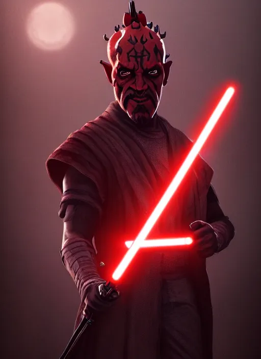 Image similar to highly detailed poster of darth maul with yellow eyes in gta v, unreal engine, fantasy art by greg rutkowski, global illumination, radiant light