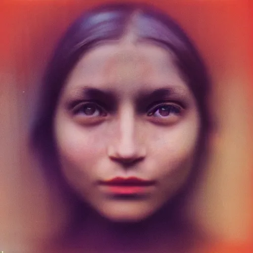 Image similar to portrait of a very beautiful!!!! woman! symmetric face, petzval lens. featured on flickr, art photography, photo taken with provia, photo taken with ektachrome. autochrome. sharp eyes