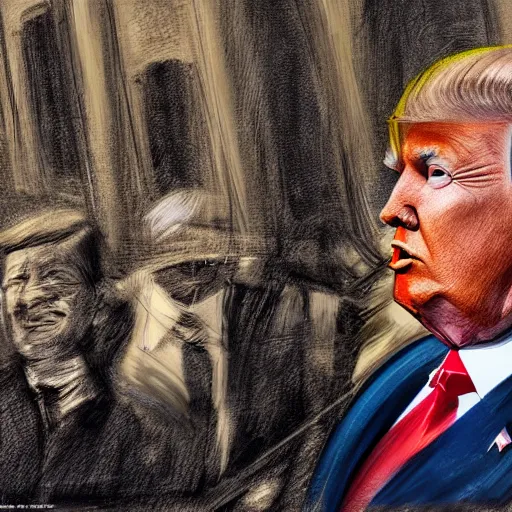 Prompt: trump, 8 k, depth of field, 3 d, art by keith thompson