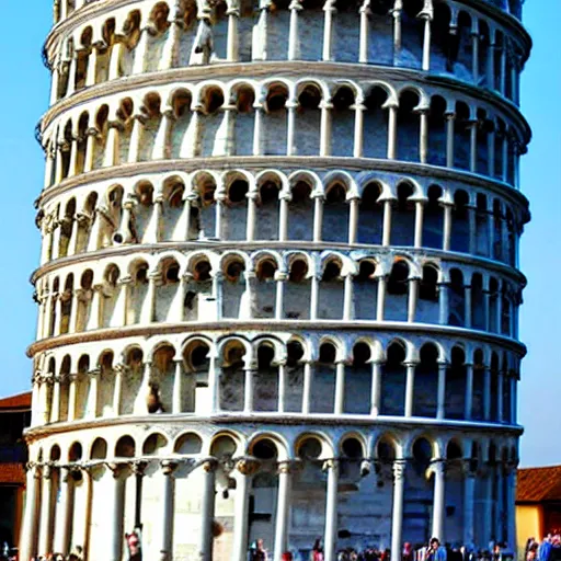 Prompt: Leaning tower of pisa cracked in half