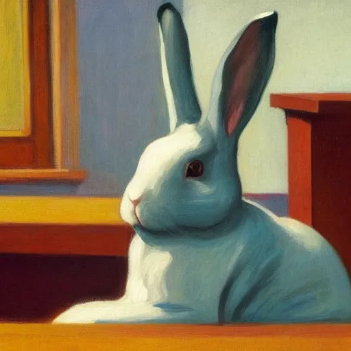 Image similar to a rabbit by edward hopper