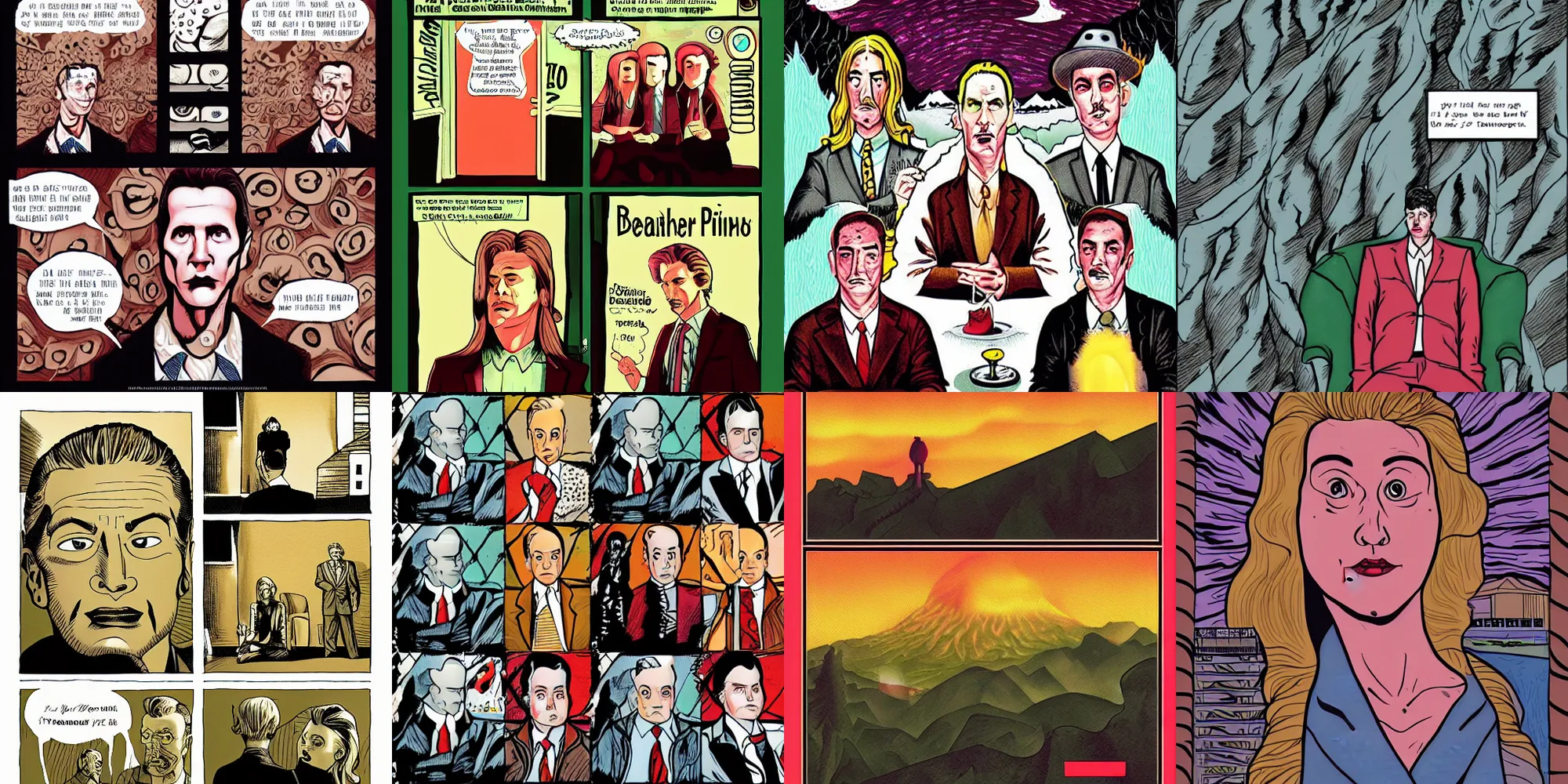 Prompt: Surreal Twin Peaks comic artwork by Deathburger