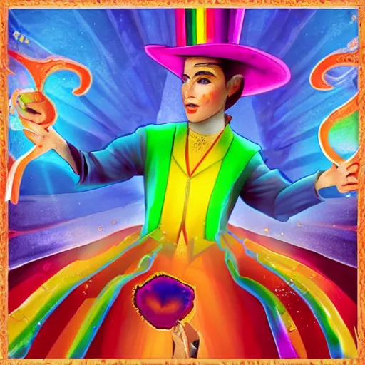 Image similar to a rainbow magician.