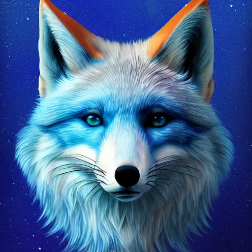 Prompt: digital blue and white fox, retrowave palette, digital world, highly detailed, electric breeze, anatomically correct vulpine, synth feel, fluffy face, ear floof, flowing fur, super realism, accurate animal imagery, 4 k digital art