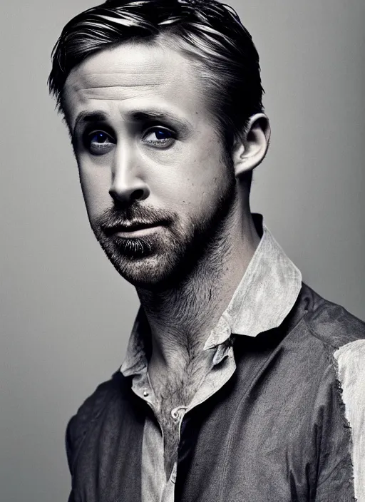 Image similar to ryan gosling fused with a goose, bird with arms, humanoid goose, natural light, bloom, detailed face, magazine, press, photo, steve mccurry, david lazar, canon, nikon, focus