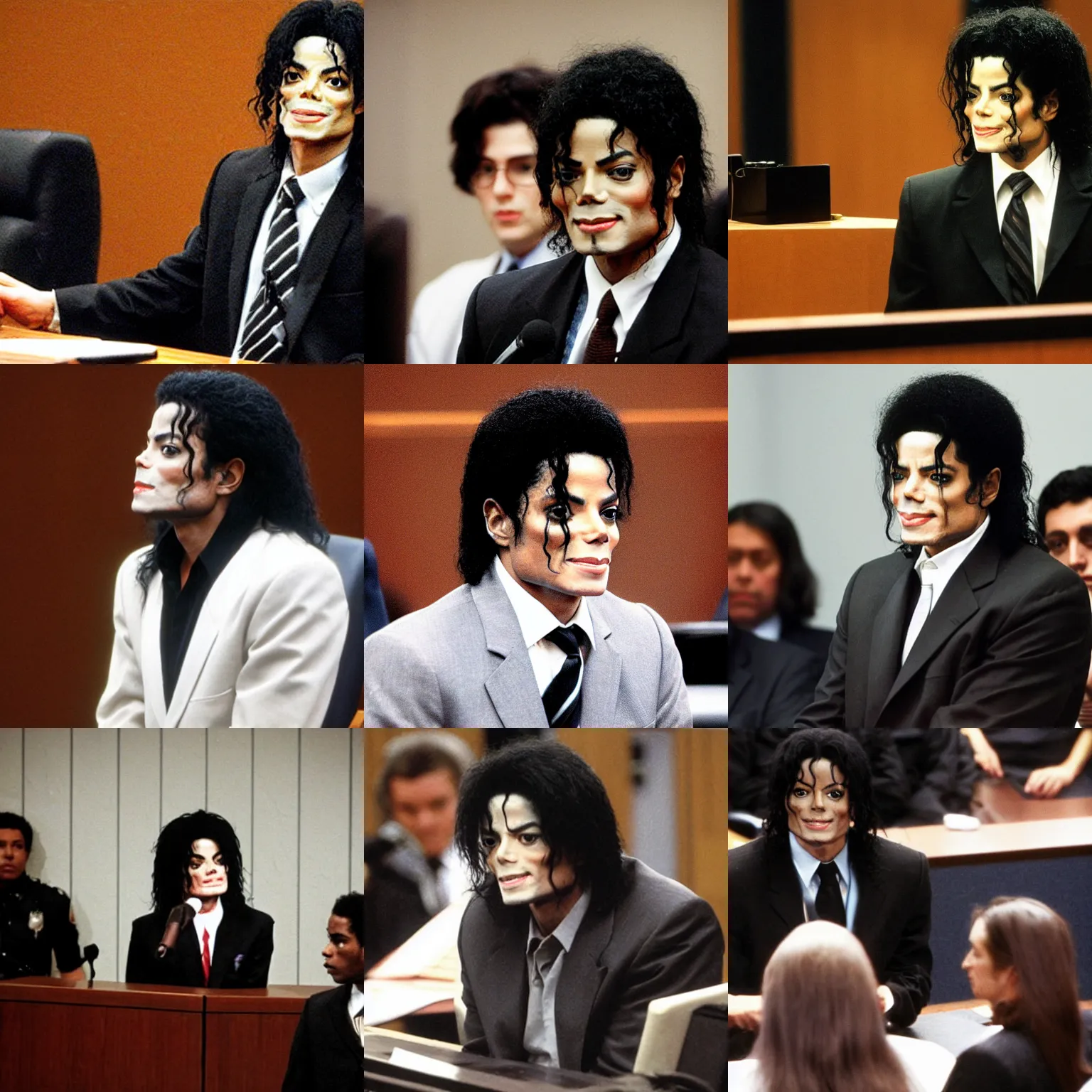 Prompt: michael jackson takes the stand in his trial