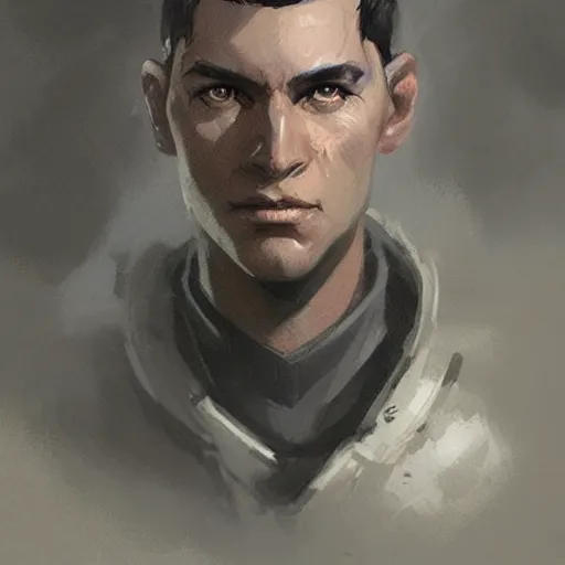 Prompt: concept art of a portrait by greg rutkowski, a soldier of the galactic dominion wearing gray and purple tactical gear, star wars expanded universe, smooth, sharp focus, artstation hq.
