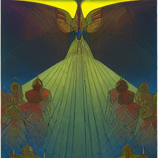 Image similar to the moth kingdom, by leo and diane dillon and nicholas roerich, dramatic lighting, god rays, smooth, sharp focus, highly detailed