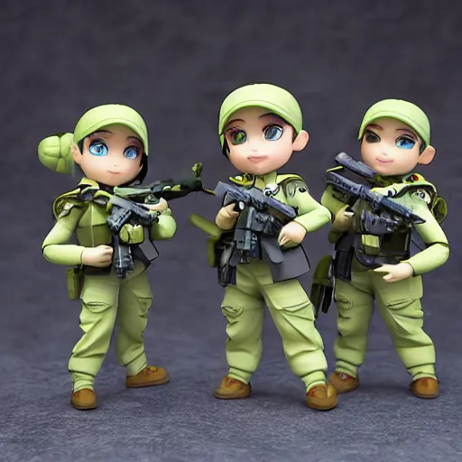 Image similar to pixar 3 d swat team as nendoroid, side view, 8 k hd dof, kodak film,