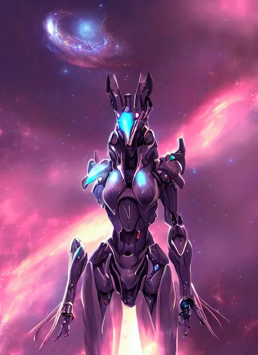 Image similar to cinematic goddess shot, cosmic sized perfectly proportioned stunning beautiful hot anthropomorphic robot mecha female dragon, in space, nebula background, larger than galaxies, holding galaxy, sharp claws, sleek silver armor, epic proportions, epic size, epic scale, digital art, furry art, macro art, dragon art, giantess art, warframe fanart, furaffinity, deviantart