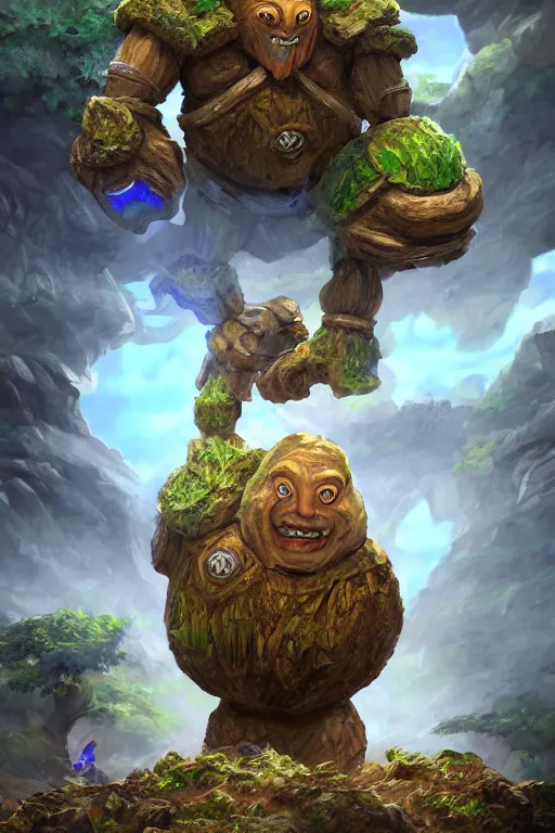 Image similar to zelda fantasy art giant golem troll wood rock greeble gemstone, global illumination ray tracing hdr fanart arstation by sung choi and eric pfeiffer and gabriel garza and casper konefal