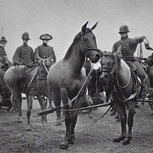 Image similar to an image of a civic cavalry stable, in a medium full shot, russian and japanese mix, high - key lighting, warm lighting, overcast flat midday sunlight, a vintage historical fantasy 1 9 1 5 photo from life magazine, professional cooperate, the new york times photojournalism.