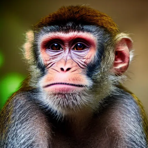 Image similar to high quality portrait of a monkey, studio photograph, photograph, realistic photo, 8k photo, 4k photo, stock photo, high resolution, cinematic shot, high detail