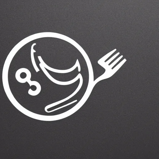 Image similar to award winning logo for a food company, sharp, white background, a burger, fork, name