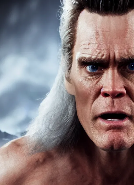 Image similar to jim carrey in elden ring universe by hidetaka miyazaki, studio lights, 8 k hd.