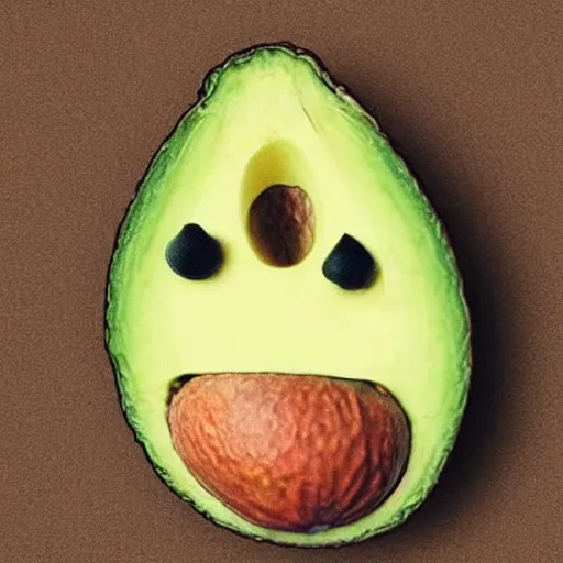 Image similar to a photo of a happy avocado with a face