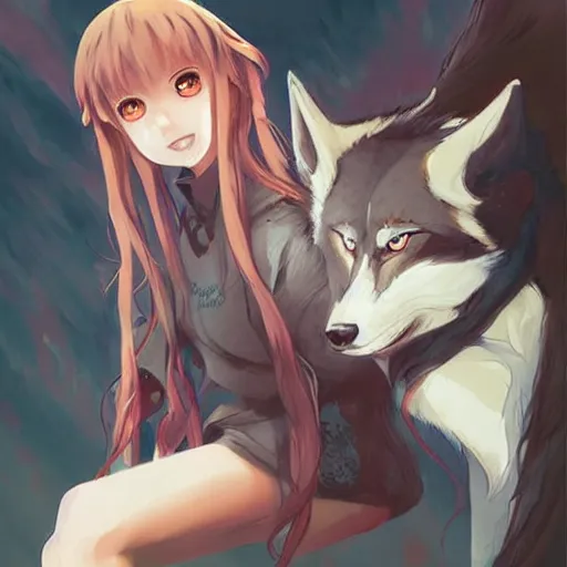 beautiful anime art of a wolf ookami girl character by | Stable Diffusion |  OpenArt