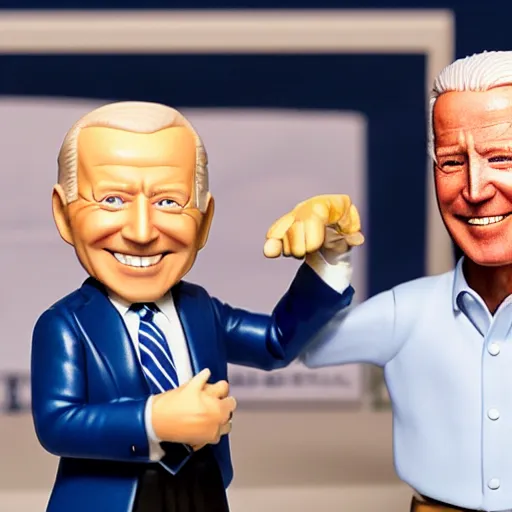 Prompt: joe bilden holding a nendoroid joe biden