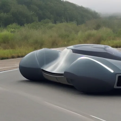 Prompt: a futuristic car speeding down the interstate