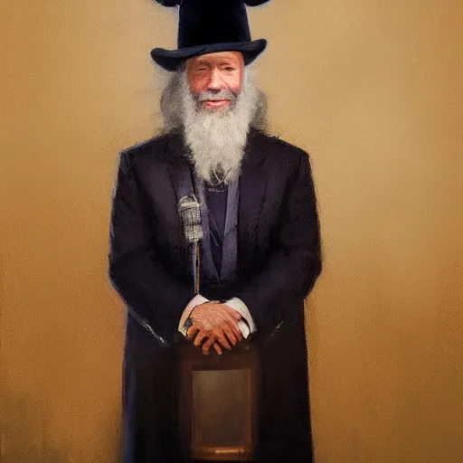 Image similar to joe biden dressed as hasidic rebbe, jewish devotional presidential portrait by greg rutkowski